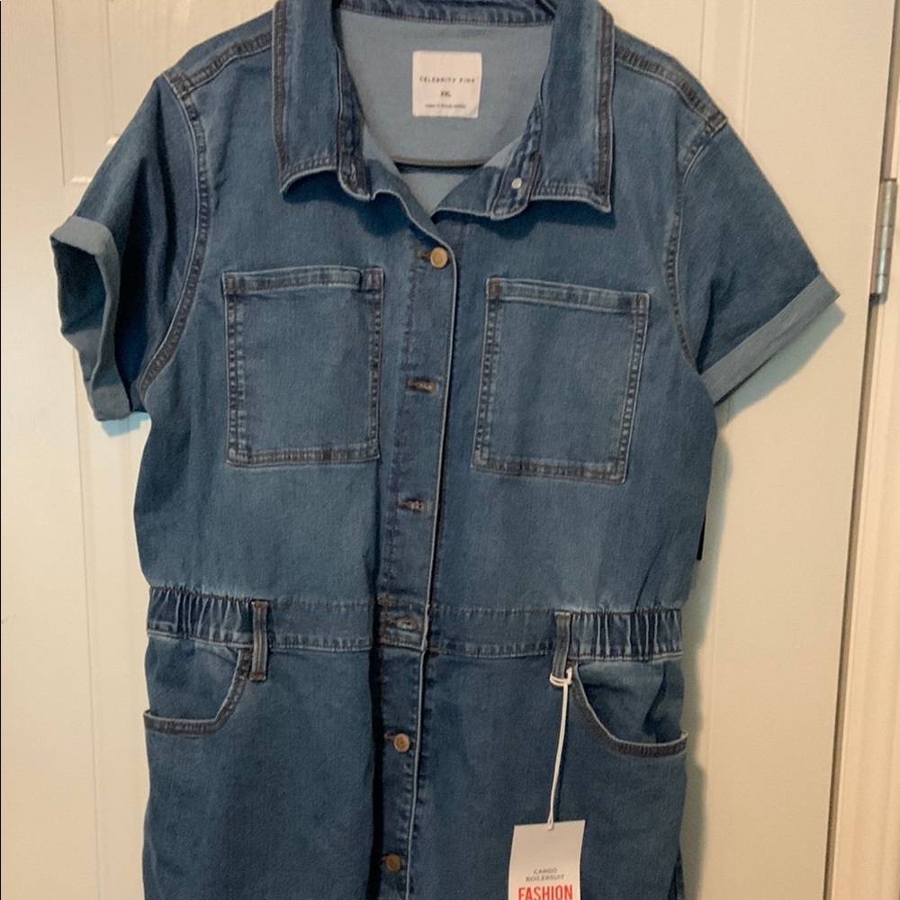 Women’s Denim Short Sleeve Cargo Boilersuit